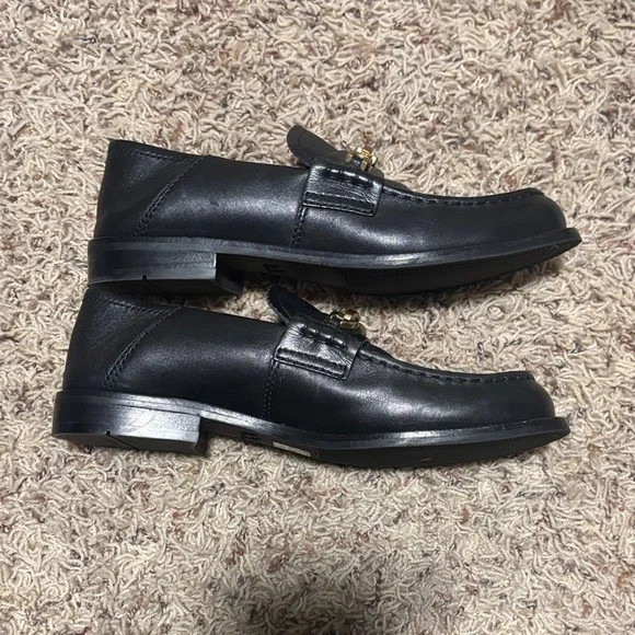 Coach Putnam loafer in black leather gold signature chain - Picture 4 of 7